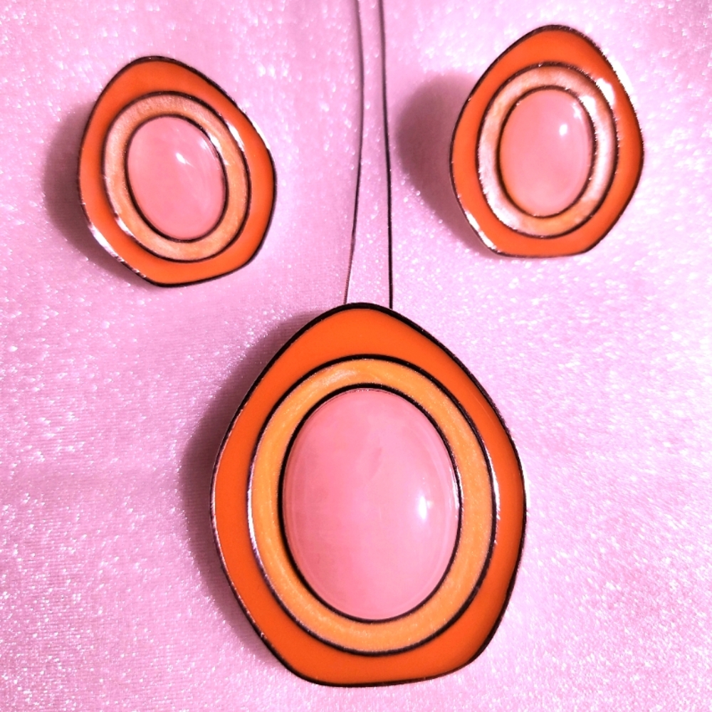 Avon Pink and Orange Jewelry Set